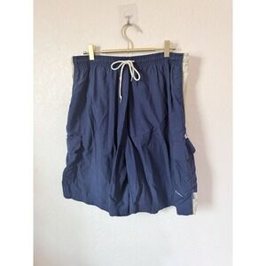 Wilson Swim Shorts Mens XL Blue Athletic Mesh Lined Cargo Drawstring Running